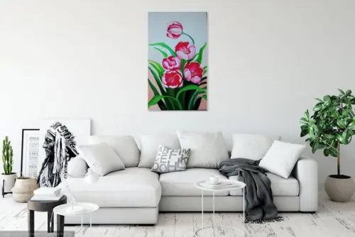 Quadros para Sala Pintura em Tela Floral Orquídeas Vermelhas