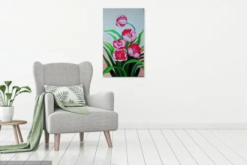 Quadros para Sala Pintura em Tela Floral Orquídeas Vermelhas