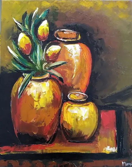 Quadros para Sala Pintura em Tela Floral Tulipas Amarelas
