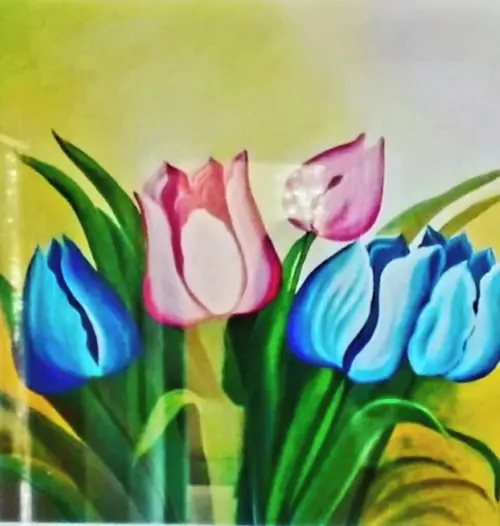 Quadros para Sala Pintura em Tela Floral Tulipas Coloridas
