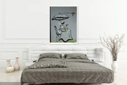 Quadros para Sala Pintura em Tela Happy Hour Vinho Mulher