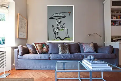 Quadros para Sala Pintura em Tela Happy Hour Vinho Mulher