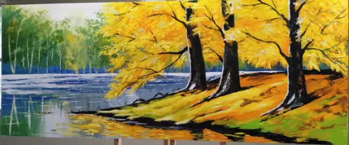 Quadros para Sala Pintura em Tela Ipê Amarelo Black Friday