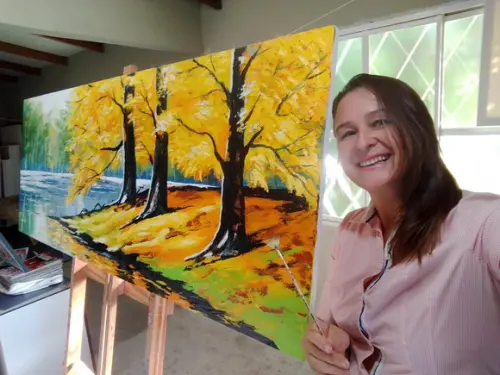 Quadros para Sala Pintura em Tela Ipê Amarelo Black Friday