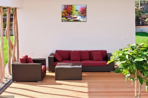 Quadros para Sala Pintura em Tela Paisagem Barcos no Lago