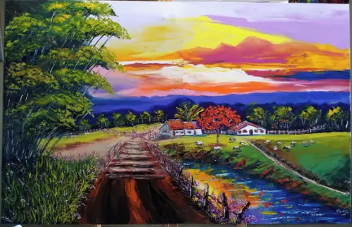 Quadros para Sala Pintura em Tela Paisagem Presente de Natal