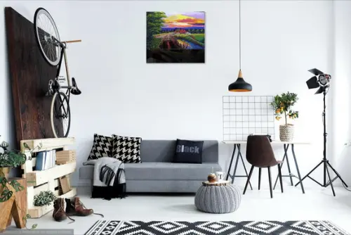 Quadros para Sala Pintura em Tela Paisagem Presente de Natal