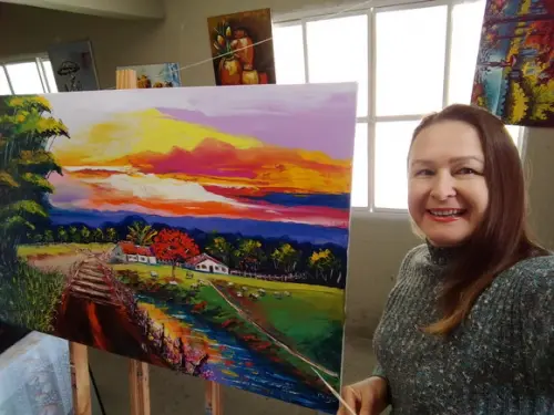 Quadros para Sala Pintura em Tela Paisagem Presente de Natal