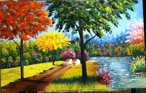 Quadros para Sala Pintura em Tela Paisagem Presente de Natal