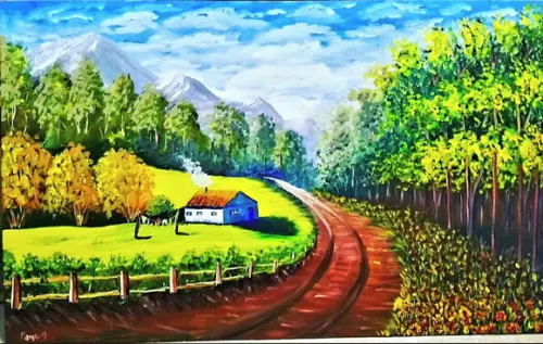Quadros para Sala Pintura em Tela Paisagem Presente de Natal