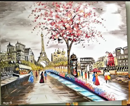 Quadros para Sala Pintura em Tela Paisagem Urbana París