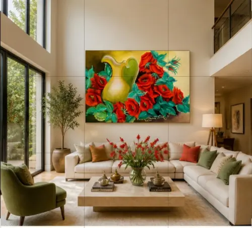 Quadros para Sala Pintura em Tela Rosas Black Friday