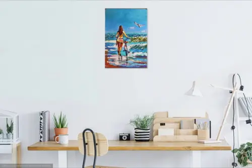 Quadros para Sala Pintura Mar Praia Bicicleta Black Friday