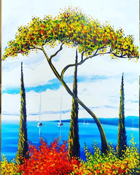 Quadros para Sala Pintura Mar Barco a Vela Presente de Natal