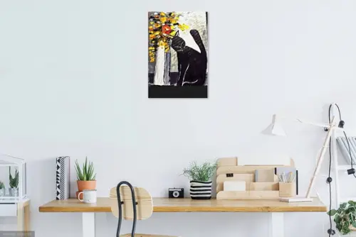 Quadros para Sala Pintura Moderno Animal Gato Black Friday