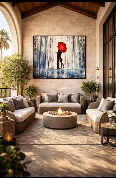 Quadros para Sala Pintura Moderno Red Umbrela Black Friday