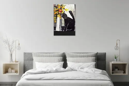 Quadros para Sala Pintura Moderno Animal Gato Black Friday