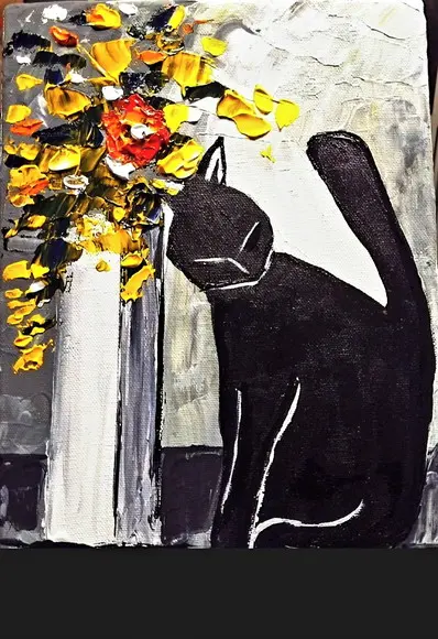 Quadros para Sala Pintura Moderno Animal Gato Black Friday