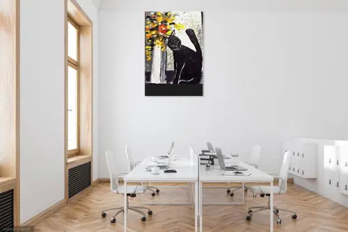 Quadros para Sala Pintura Moderno Animal Gato Black Friday