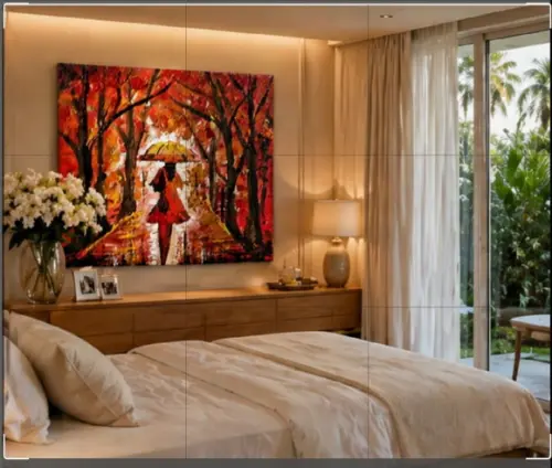 Quadros para Sala Pintura Mulher na Chuva Presente de Natal