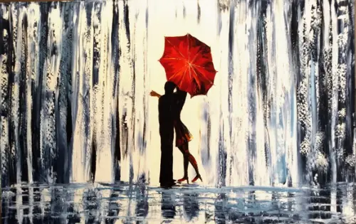 Quadros para Sala Pintura Moderno Red Umbrela Black Friday
