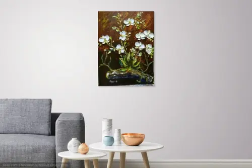 Quadros para Sala Pintura Orquídeas Brancas Black Friday