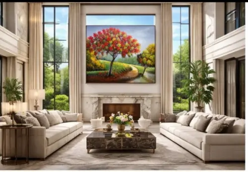 Quadros para Sala Pintura Paisagem Flamboiant Black Friday