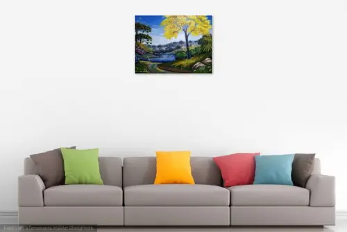 Quadros para Sala Pintura Paisagem Ipê Amarelo Black Friday