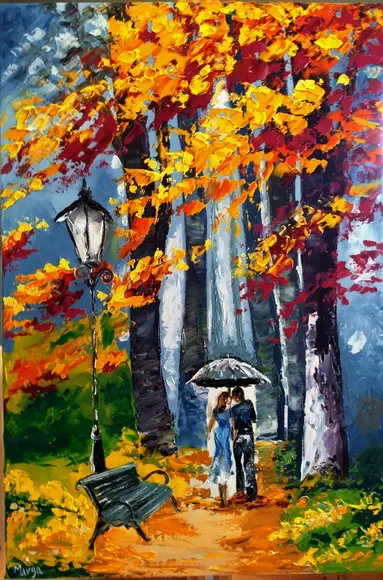 Quadros para Sala Pintura Paisagem Love Casal Black Friday