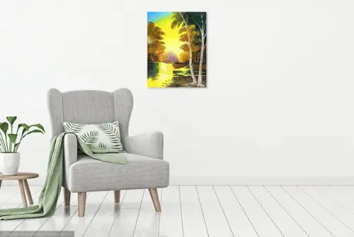 Quadros para Sala Pintura Paisagem Lago Presente de Natal