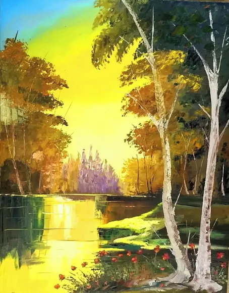 Quadros para Sala Pintura Paisagem Lago Presente de Natal