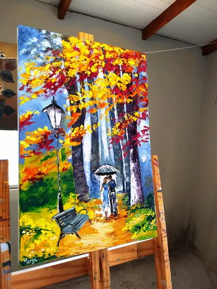 Quadros para Sala Pintura Paisagem Love Casal Black Friday