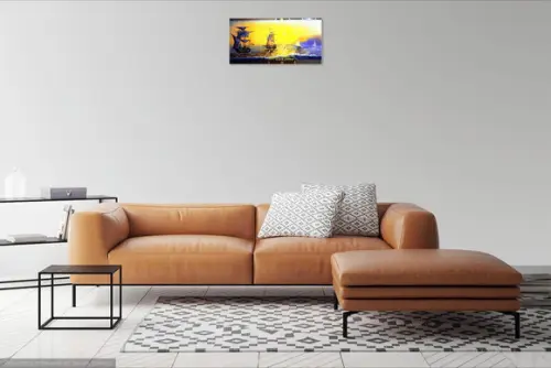 Quadros para Sala Pintura Paisagem Mar Caravelas Black Black