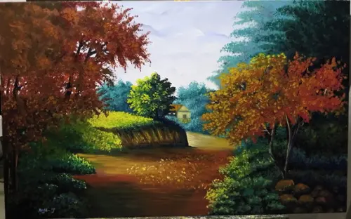 Quadros para Sala Pintura Tela Caminho de Casa Cipreste