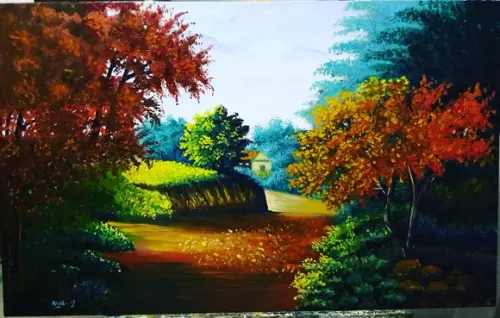 Quadros para Sala Pintura Tela Caminho de Casa Cipreste