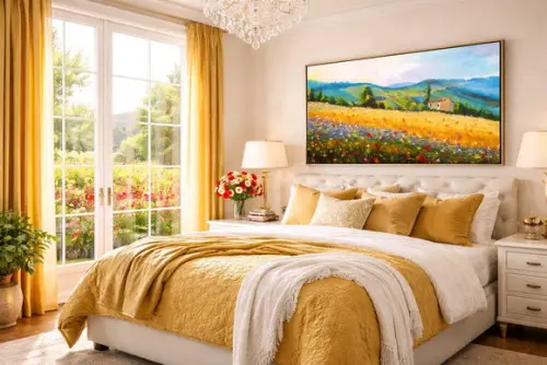 Quadros para Sala Pintura Tela Campo de Arroz Black Friday