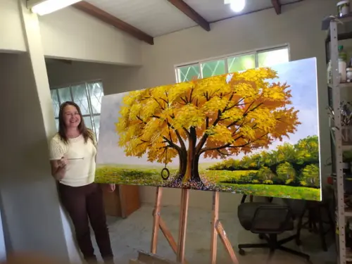 Quadros para Sala Pintura Tela Ipê Amarelo Presente de Natal