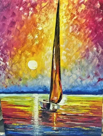 Quadros para Sala Pintura Tela Mar Barco a Vela Black Friday
