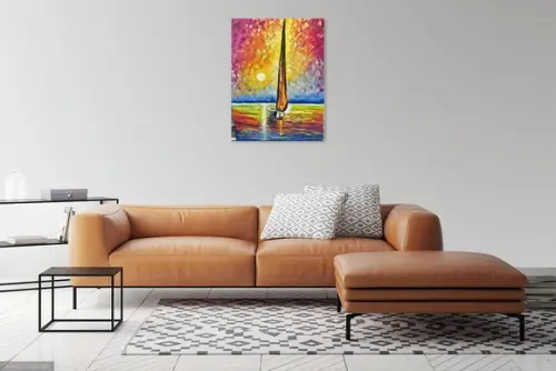 Quadros para Sala Pintura Tela Mar Barco a Vela Black Friday