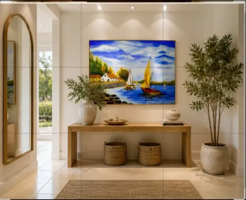 Quadros para Sala Pintura Tela Mar Praia Barcos Black Friday