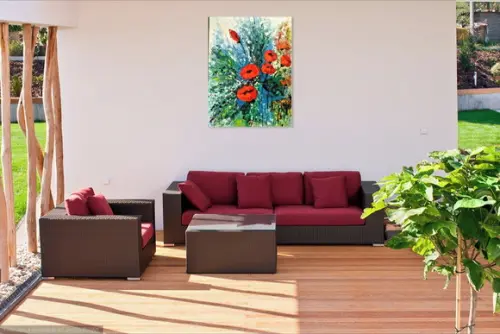 Quadros para Sala Pintura Tela Moderno Papoulas Black Friday