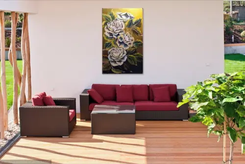 Quadros para Sala Pintura Tela Moderno Rosas Black Friday