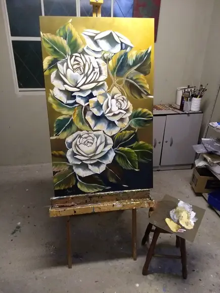 Quadros para Sala Pintura Tela Moderno Rosas Black Friday