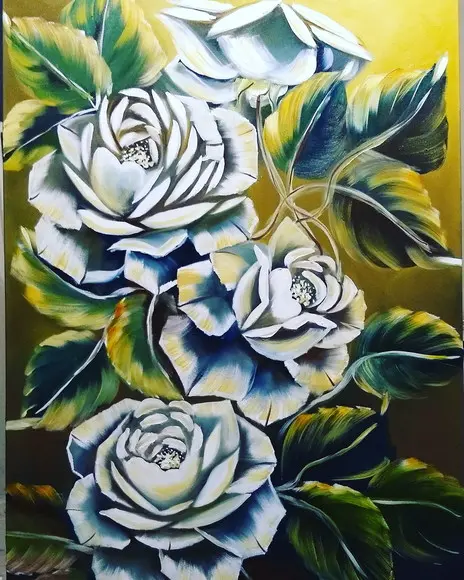 Quadros para Sala Pintura Tela Moderno Rosas Black Friday