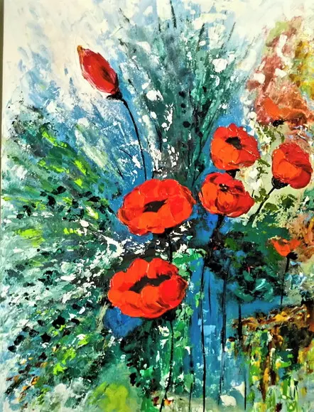 Quadros para Sala Pintura Tela Moderno Papoulas Black Friday