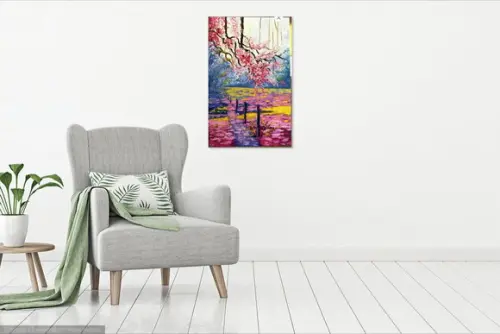 Quadros para Sala Pintura Tela Paisagem Alvorada Cor de Rosa