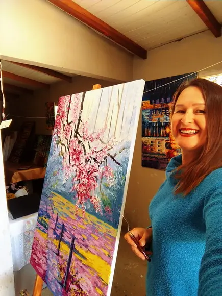 Quadros para Sala Pintura Tela Paisagem Alvorada Cor de Rosa