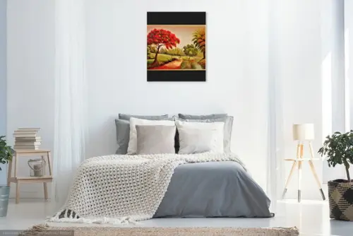 Quadros para Sala Pintura Tela Paisagem Caminho Flamboiant
