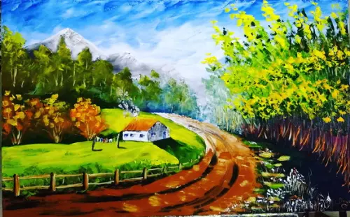 Quadros para Sala Pintura Tela Paisagem Caminho Black Friday