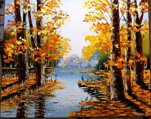 Quadros para Sala Pintura Tela Paisagem Outono Black Friday
